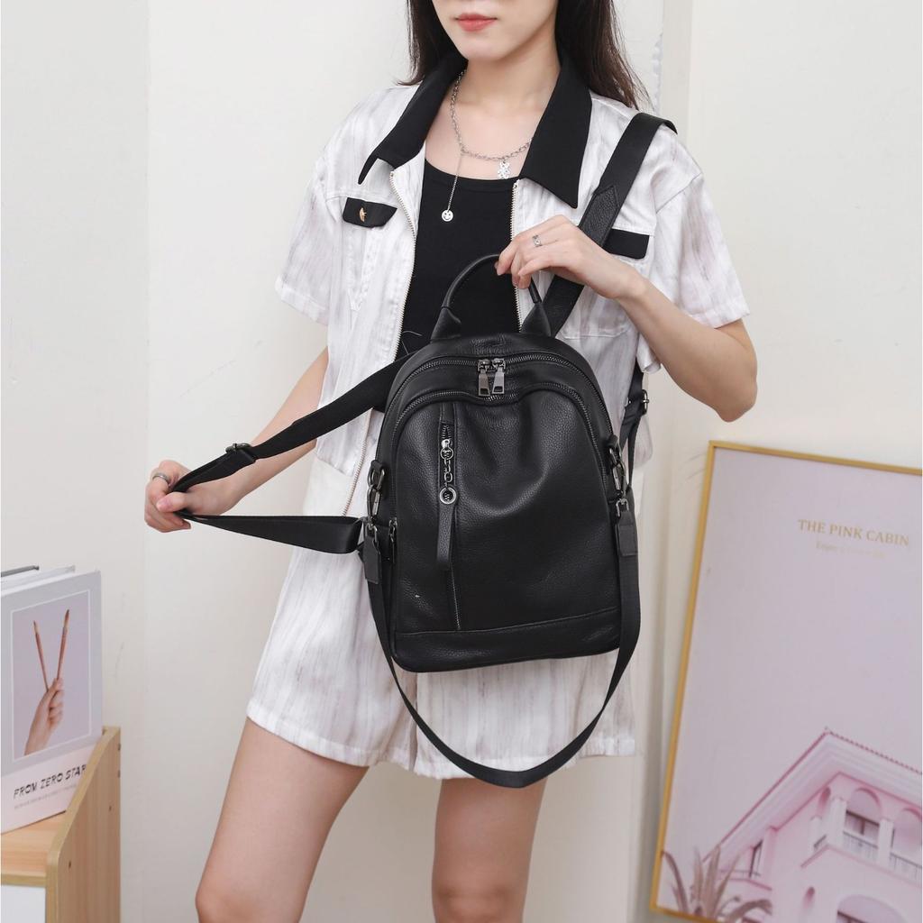 Женский рюкзак из коровьей кожи, вместительный, универсальный, модный, дорожный, школьный ранец, мягкая кожаная, вместительная женская сумка