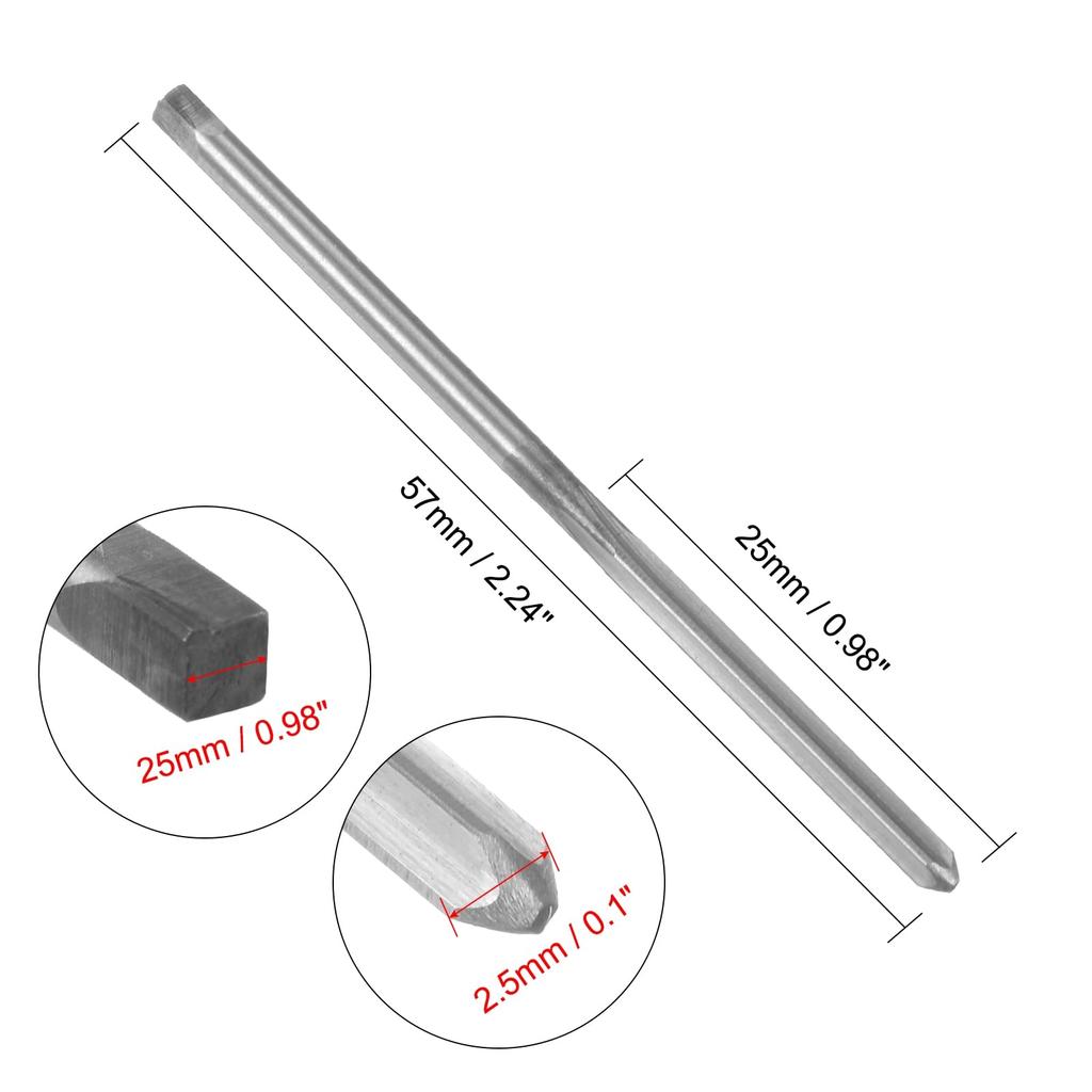 Uxcell Hand Alloy Tool Steel 6 Straight Hand Milling Cutter Metric Reaming Drill Bit for Metal Reamer, 2.5mm H8, Flutes, Tool,