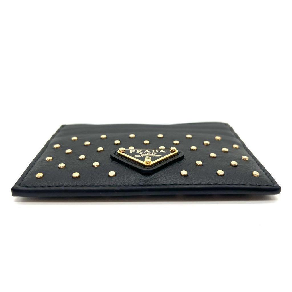 Used PRADA Prada Card Case Soft Grained 1MC025 Studded Leather
