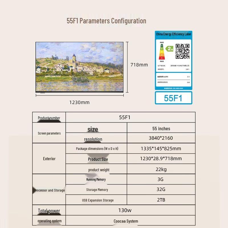Skyworth 55F1 55-дюймовый передвижной 4K UHD Smart TV, штекер CN (адаптер в комплекте)