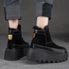 Johnature Зимние ботинки на толстой подошве с плюшевой теплой боковой молнией, универсальная однотонная женская обувь в стиле ретро