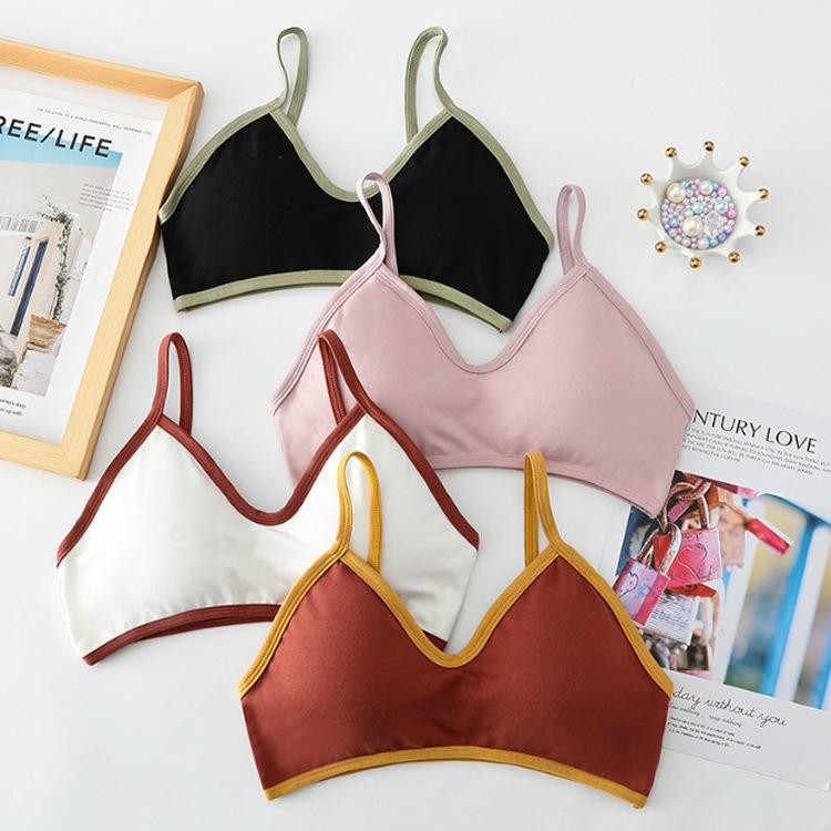 Summer Candy Color Patchwork Bandeau Camisole with Chest Pad and Anti-Exposure Back for Girls