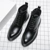 Fashion WAERTA Leather Boots Zip Lace-up High Top British Versatile Fashion Business Dress Social Mens Platform Casual Men Quality Boots
