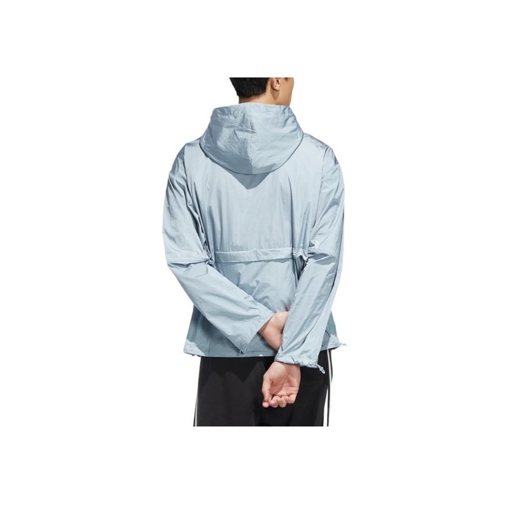 adidas Оригинальная однотонная солнцезащитная спортивная куртка с капюшоном из трилистника, мужская верхняя одежда, светло-серая HM8045