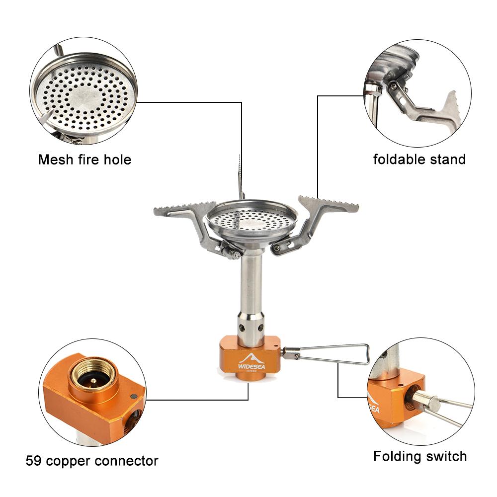 Widesea Camping Gas Burner Tourist Stove Outdoor Portable Heater Cooker Survival Survival Furnace Pocket Picnic Cookware