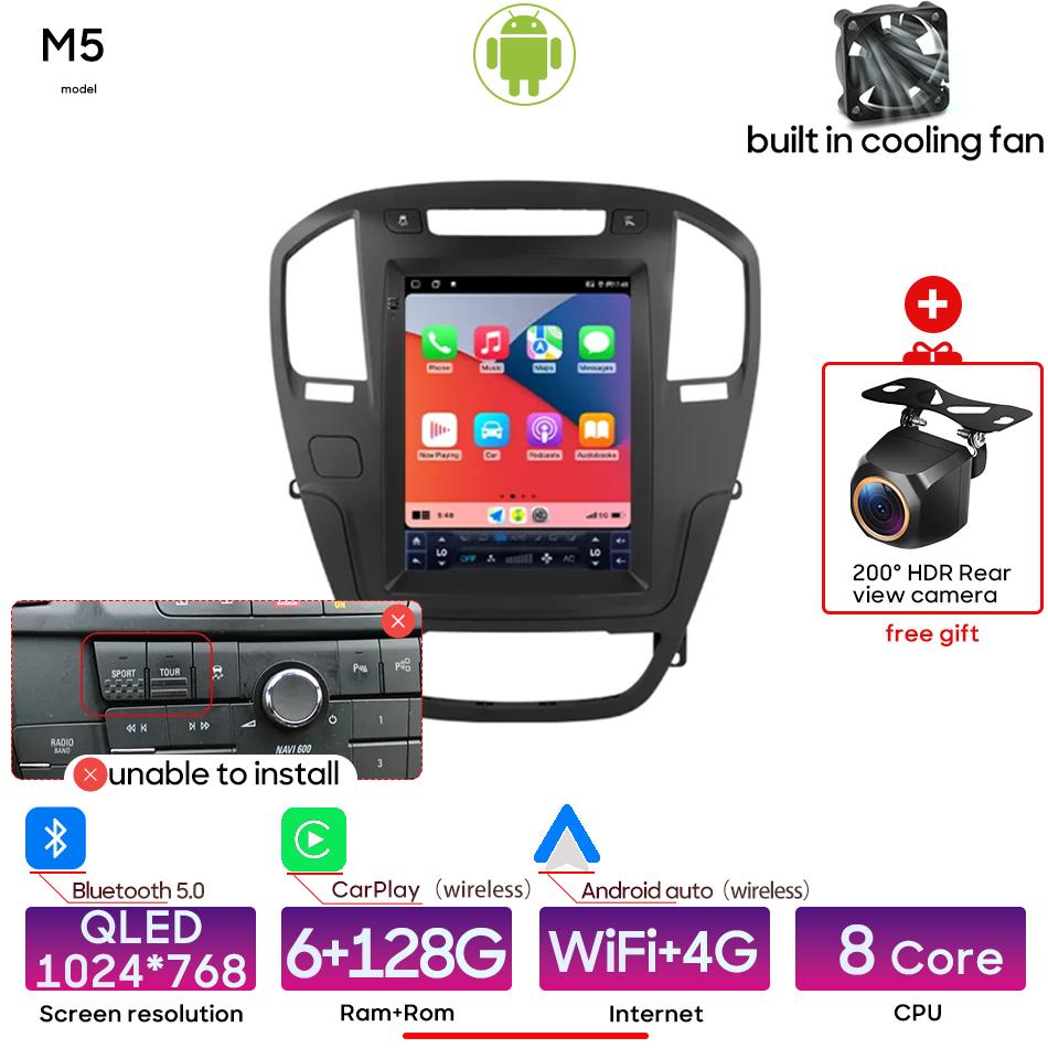 Мультимедийная автомагнитола Android 9,7 дюйма для Opel Insignia Buick Regal 2009-2013, GPS-навигация, CarPlay, Android Auto, WIFI