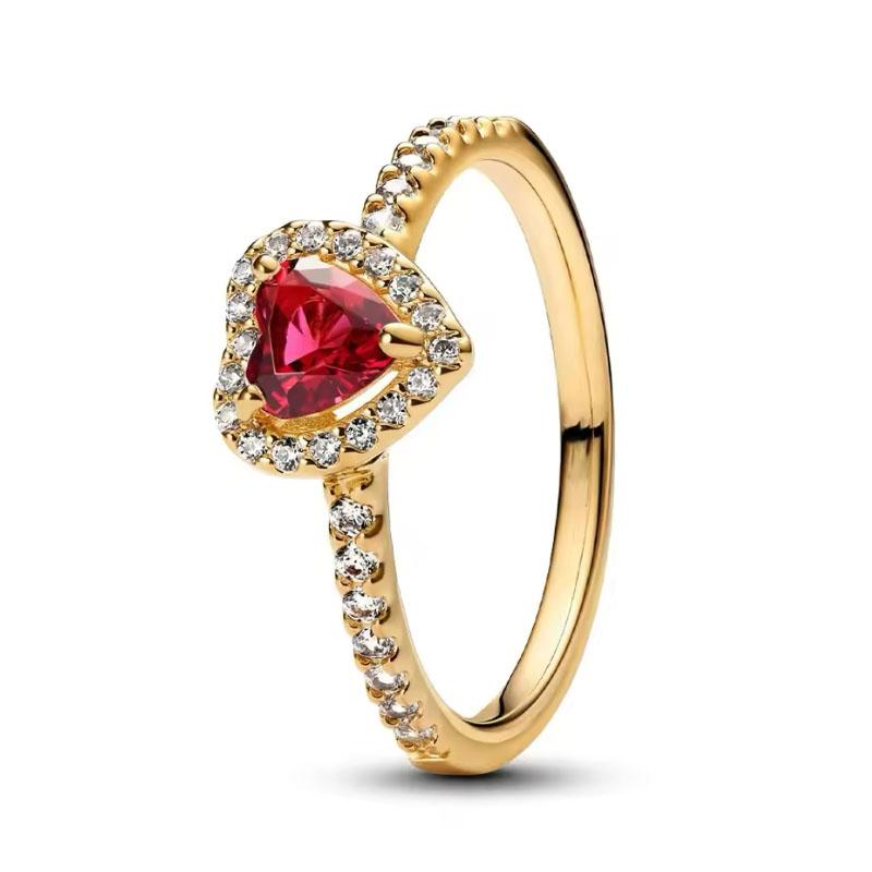 Кольцо из стерлингового серебра 925 пробы, красное кольцо с кристаллами в форме сердца, подойдет очаровательным дамам в качестве аксессуаров, ювелирные изделия своими руками в качестве подарков