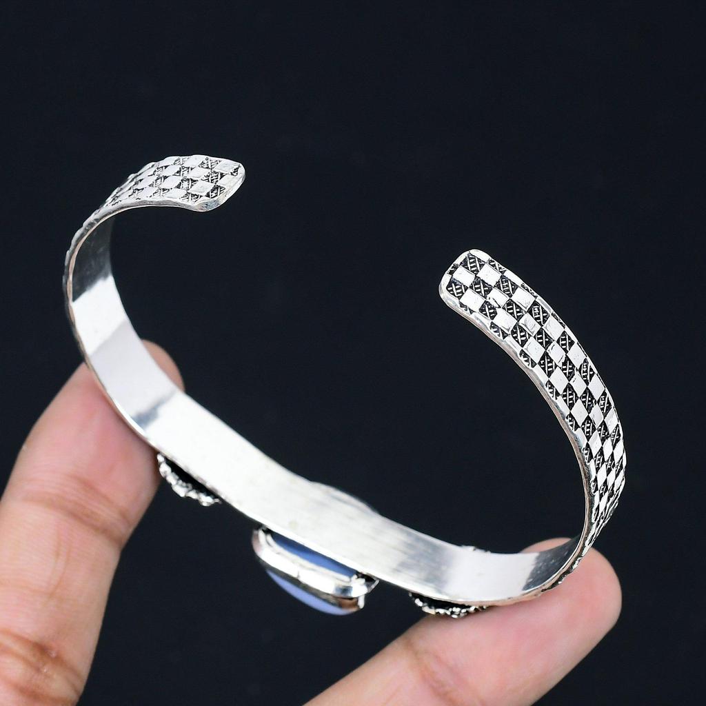 День Дочери Распродажа Серебро 925 пробы Браслет-бенгл с камнем Триллион Овихи Голубой Опал