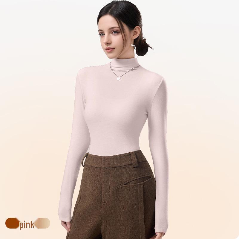 Women's High Neck Wool Long Sleeve Base Layer Top for Fall/Winter