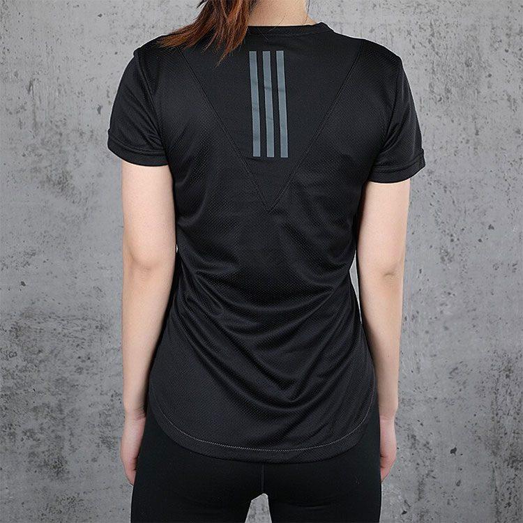 Adidas T Shirts Women's Black Crew Neck Thin Straight Fit FK9615