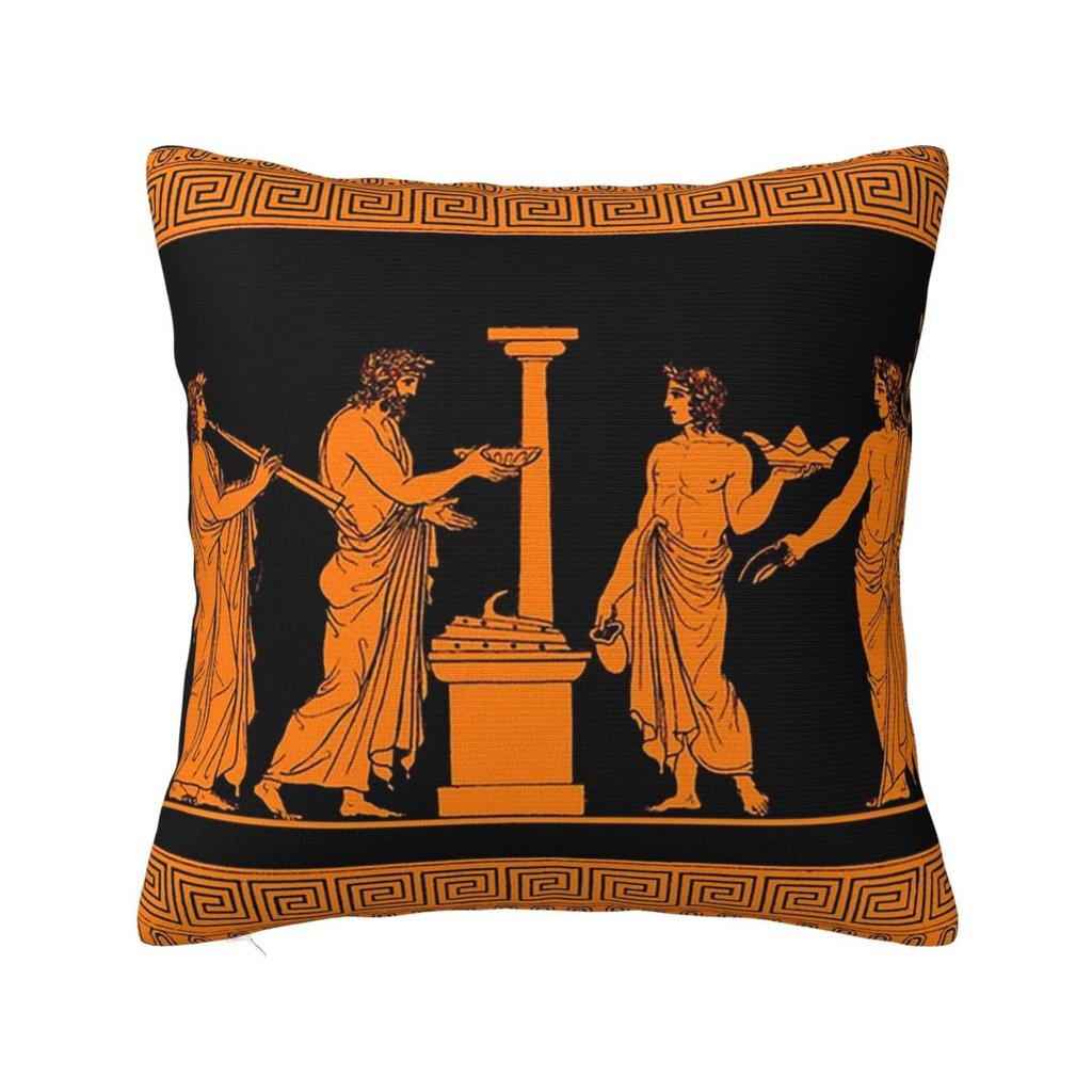 Red Figure Greek Vase Offering Scen Square Pillowcase Pillow Cover Polyester Cushion Decor Comfort Throw Pillow for Home Sofa