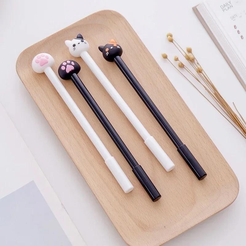 5pcs/set 0.5mm Kawaii Cat Gel Pen Cute Claw Black Ink for Writing Stationery Office School Supplies Drawing Pens Random Color