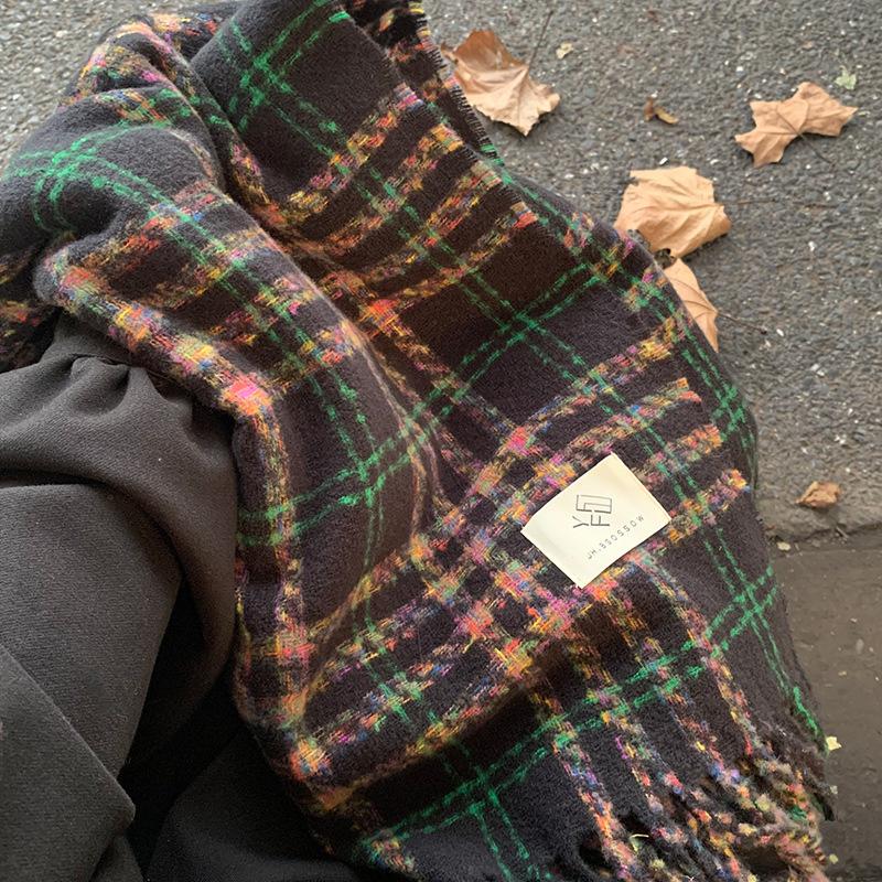 Red Striped Scarf for Women Winter Atmospheric Retro Autumn Winter Neck Warmer Couple Warm