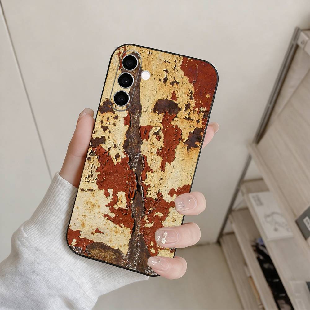 Ржавый чехол в индустриальном стиле для Samsung Galaxy A73, A72, A71, A70, A53, A52, A51, Другие Мягкая черная крышка
