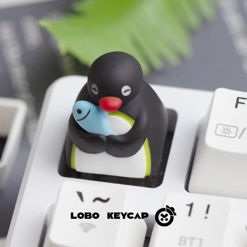Lobo Pingu Penguin Custom Keycup Cute Anime Peripheral Keyboard Accessories Pvc Machine Keyboard Replaceable Gift For Friend