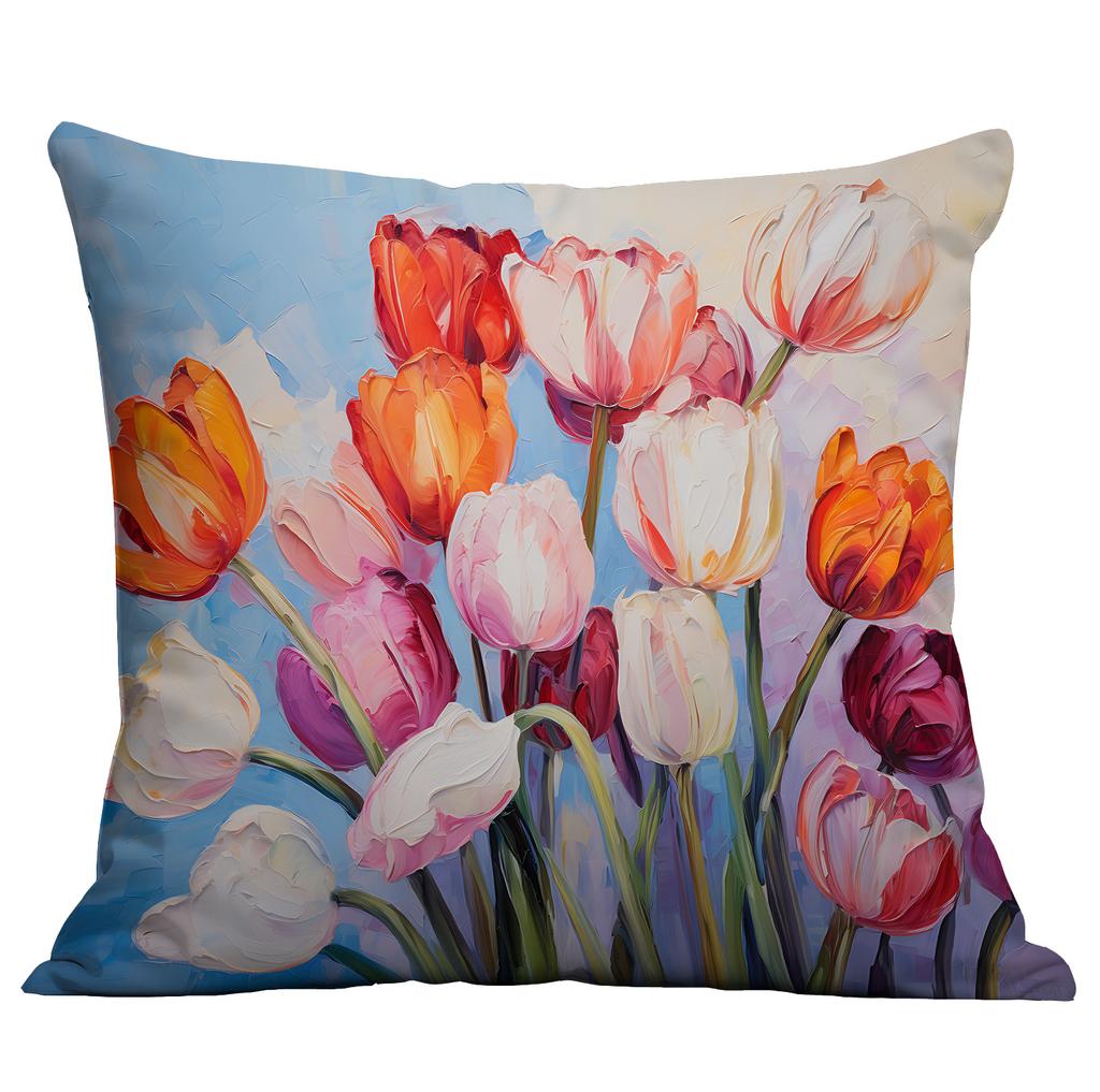 Новая наволочка с цветочным принтом, имитирующая трехмерный стиль масляной живописи, креативная цветочная, для дома, гостиной, диванной подушки