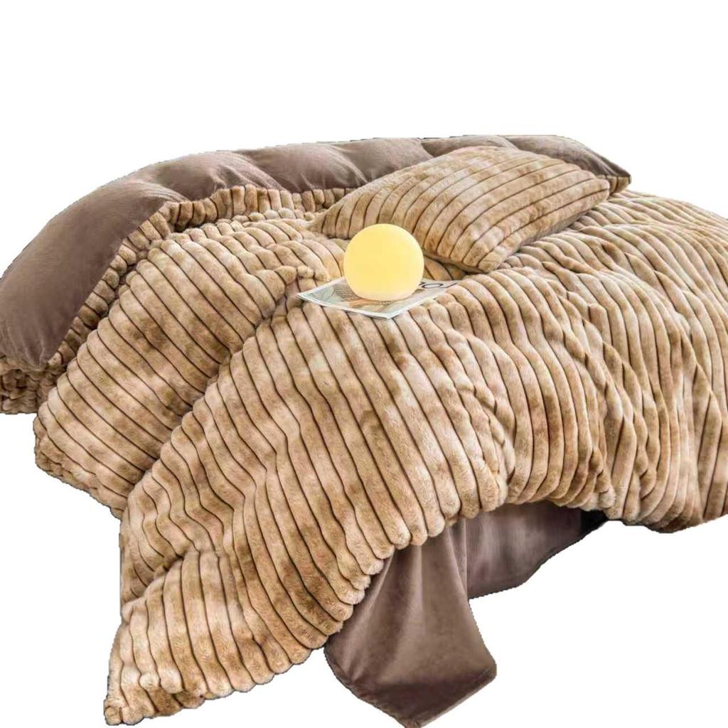 Красочный Толстый Бархатный Постельный Комплект с Кроликом - 4 Предмета, Зимняя Коллекция для Общежития