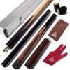 CUESOUL 57" Handcrafted 3/4 Jointed Snooker Cue with Extension and Aluminum Cue Case (D309)