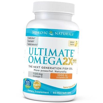 Рыбий жир с Витамином Д3, Ultimate Omega 2X Mini with Vitamin D3, 60гелкапс Лимон (67352036)