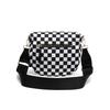 Checkered Crossbody Sling Bag Multi-Pocket Chest Purse with Adjustable Wide Strap for Outdoor Travel and Daily Use