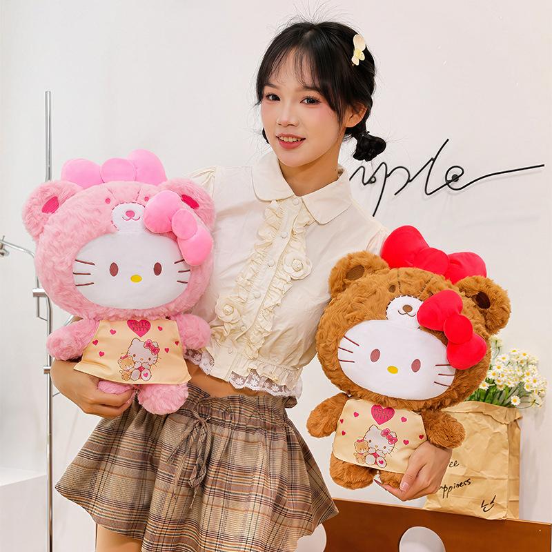 Новые 40/60 см Sanrio Hello Kitty Карамельные Пижамные Плюшевые Игрушки Наволочка Сердечная Пижама Плюшевая Кукла KT Cat Подарок для Девочки
