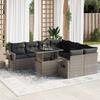 VidaXL Garden Lounge Set 9 Pcs with Grey Cushions Wicker 3326451
