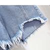 Короткие джинсы больших размеров для женщин, летние повседневные синие свободные женские джинсовые шорты с заусенцами, широкие джинсовые брюки