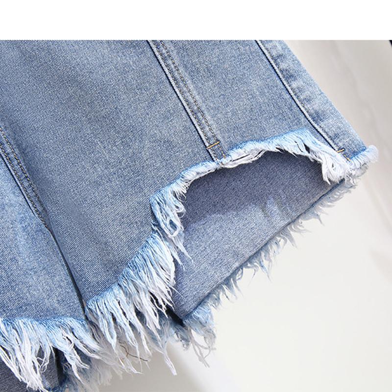 Короткие джинсы больших размеров для женщин, летние повседневные синие свободные женские джинсовые шорты с заусенцами, широкие джинсовые брюки