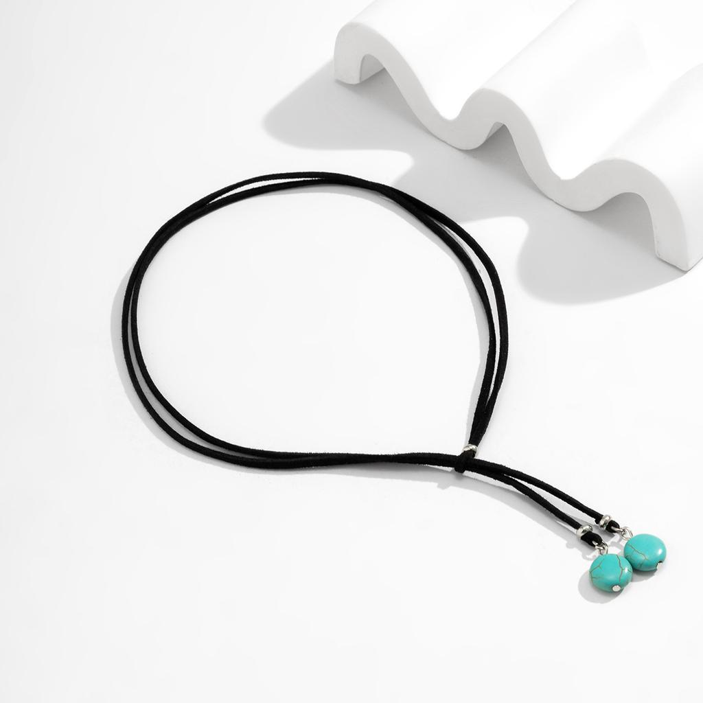 Двойная ключичная цепочка чокер этнический стиль бирюзовый простой милый крутой кулон