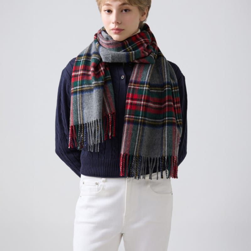 ABRAHAM MOON Шаль-шарф из мериносовой шерсти 50 см - Новый серый Стюарт