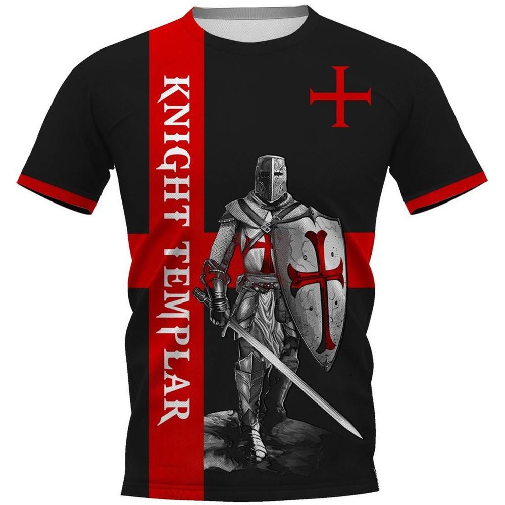 Модная футболка с 3D принтом Crusader Knights для мужчин, Европа и Америка, винтажная одежда Harajuku, повседневные топы с круглым вырезом и короткими рукавами