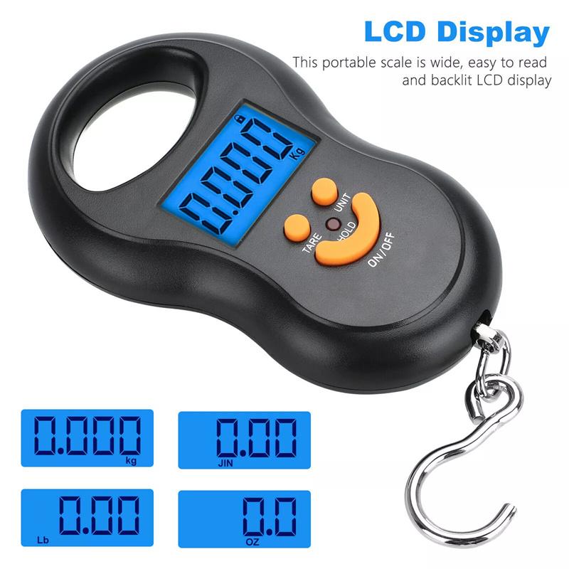 Electronic 50Kg 10G Hanging Scale Lcd Kitchen Digital Scale Backlight Fishing Weights Pocket Scale Travel Luggage Scales