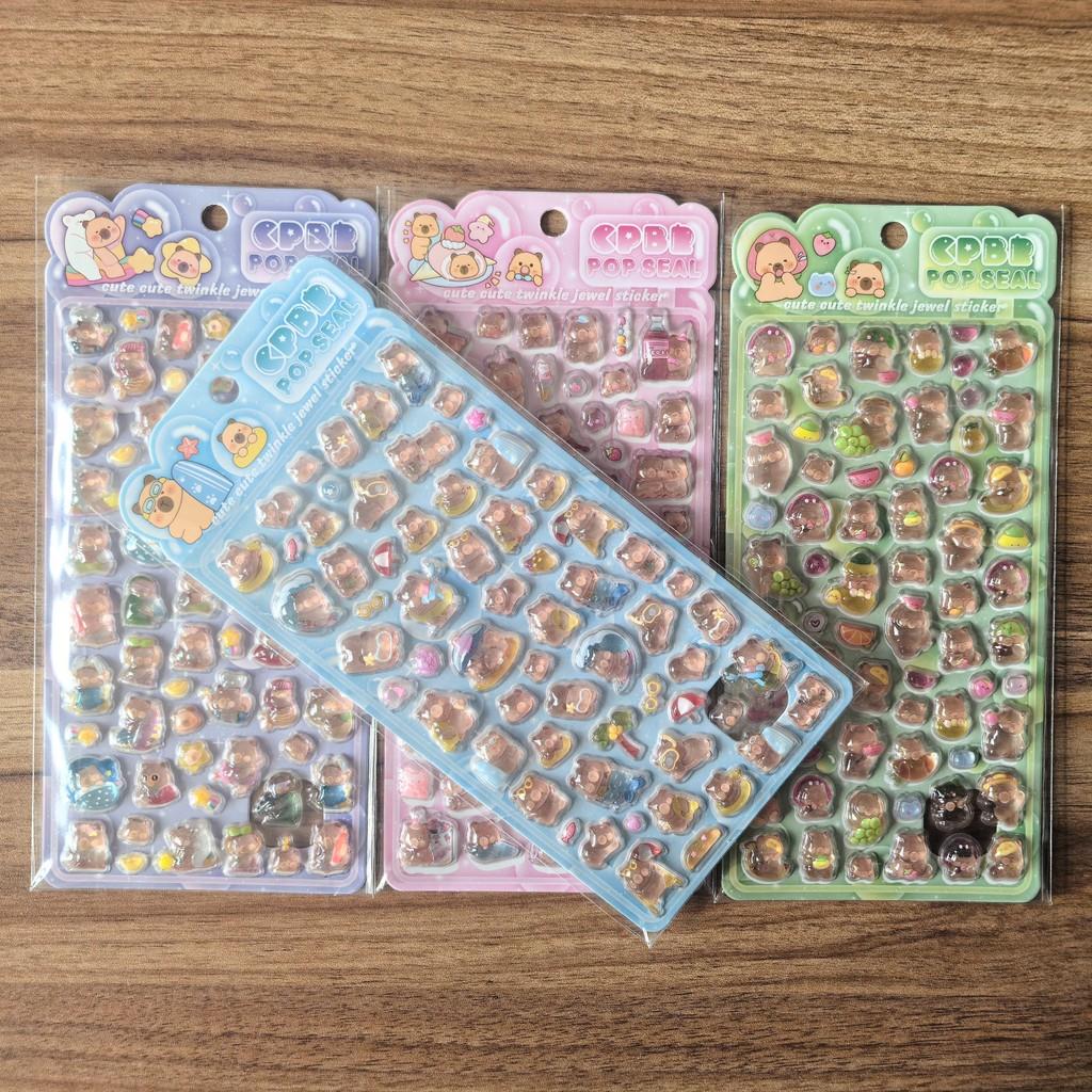 Набор 3D-тисненых стикеров с капибарами (4 шт.) - Милый декор для рукоделия, блокнотов, украшения устройств и подарков