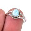 Natural Republic Larimar Gemstone Handmade 925 Sterling Silver Ring Size 8 f0Y55
