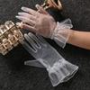 Short Women Tulle Gloves Transparent Wedding Mesh Gloves Elastic Gauze Lace Gloves Ladies