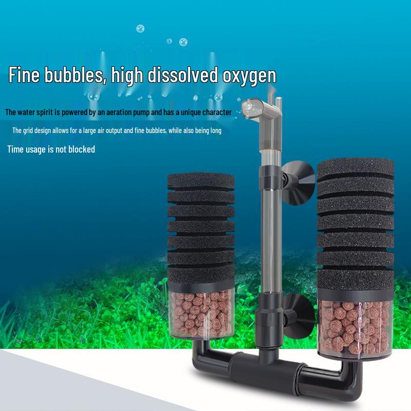 Wall-Mounted Fish Tank Filter with Dual Heads, Biochemical Cotton & Bio-Balls.