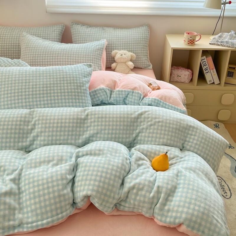 OLOEY Winter Thickened Lyocell Milk Velvet 4-Piece Quilt Set