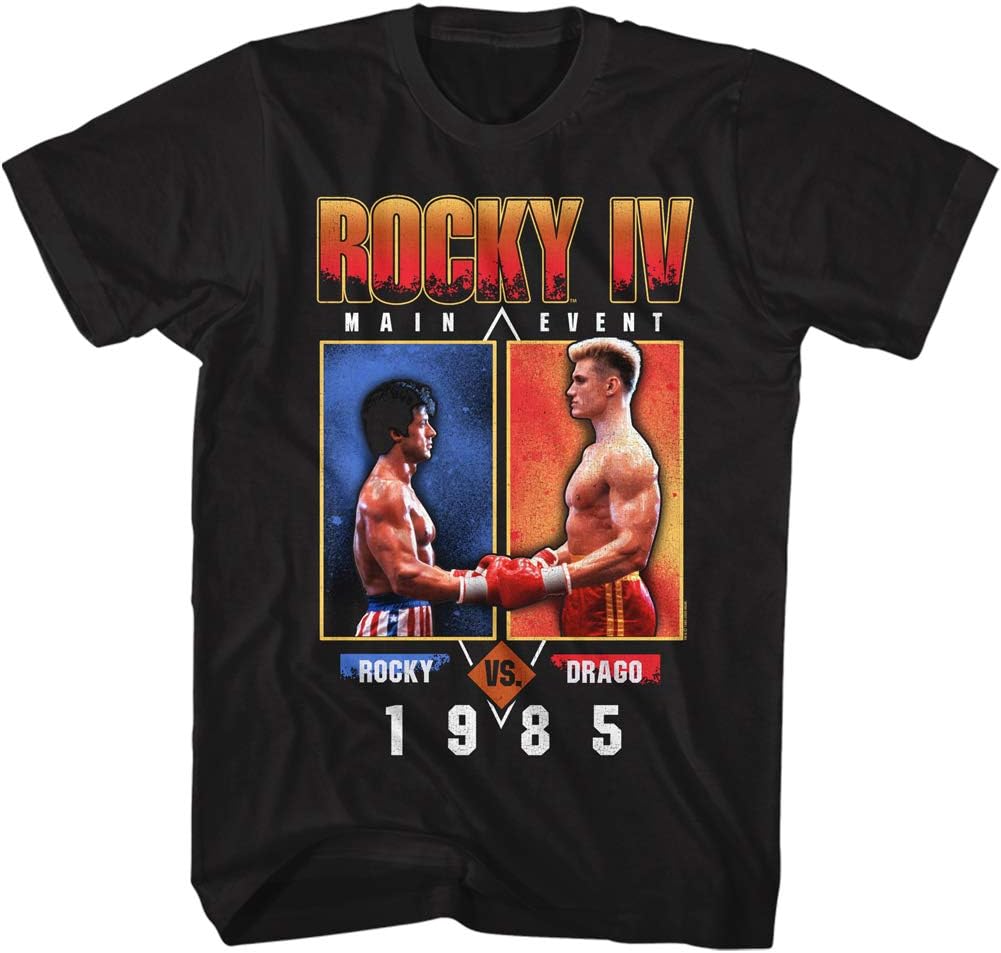 Rocky IV Movie Main Event Rocky VS Drago 1985 Poster Adult Short Sleeve T-Shirt Graphic Tee