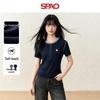Женская приталенная футболка SPAO с коротким рукавом и воротником-henley