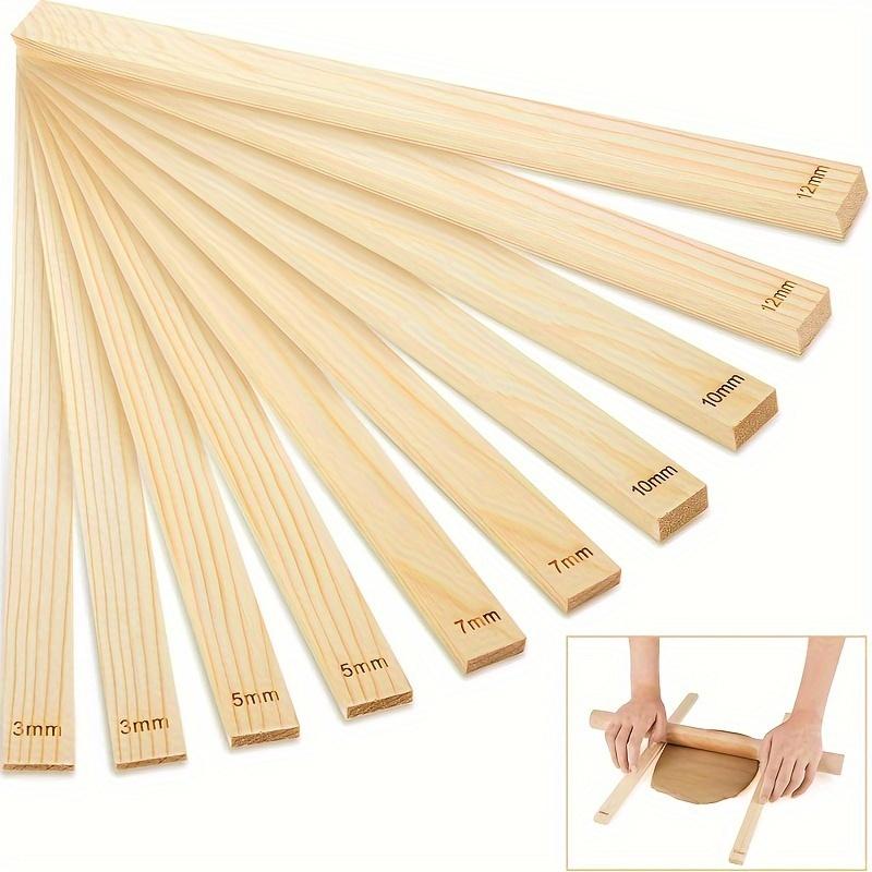 Premium 10-Piece Wooden Rolling Pin Guides Set for Ceramics and Pottery Clay Crafting