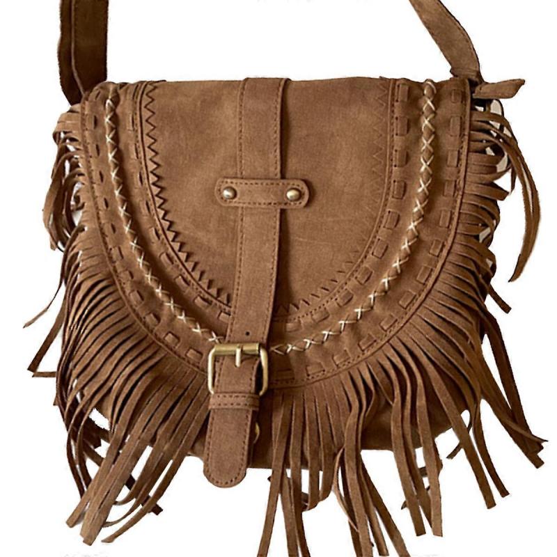Imitation suede women's bag - camel