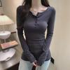 2024 Autumn Slim Fit Long-Sleeve Button T-Shirt for Women