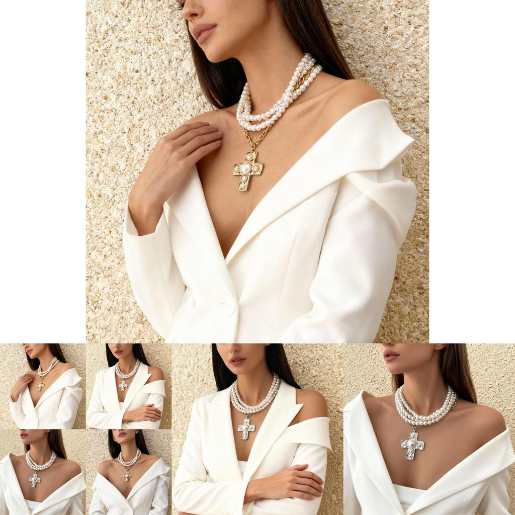 Punk Girl Cross Pendant Necklace With Geometric Alloy Design For Fashion Daily Wear