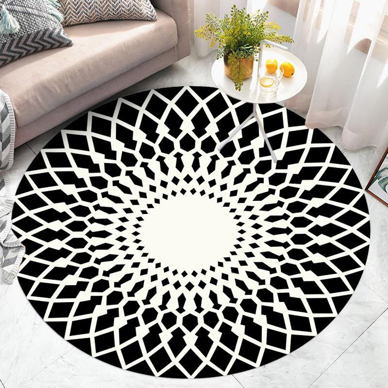 Винтажный круглый ковер для гостиной, коврик для машинной стирки, ковер с низким ворсом, коврик для двери в помещении
