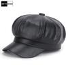 PU Leather Women Winter Octagonal Hats Solid Women's Hat Beret Cap Female Winter Ladies Hat