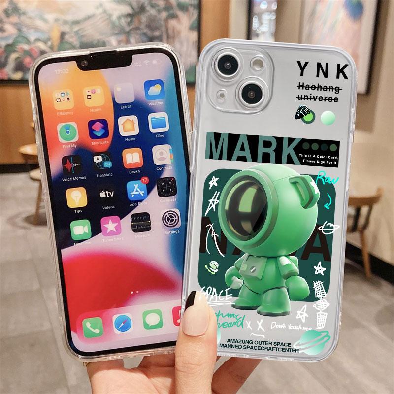 Прозрачный чехол для Apple iPhone 14 11 13 12 Pro 7 8 Plus XR X XS Max 6 6S 13Pro Силиконовый чехол для телефона Механический Астронавт Космос