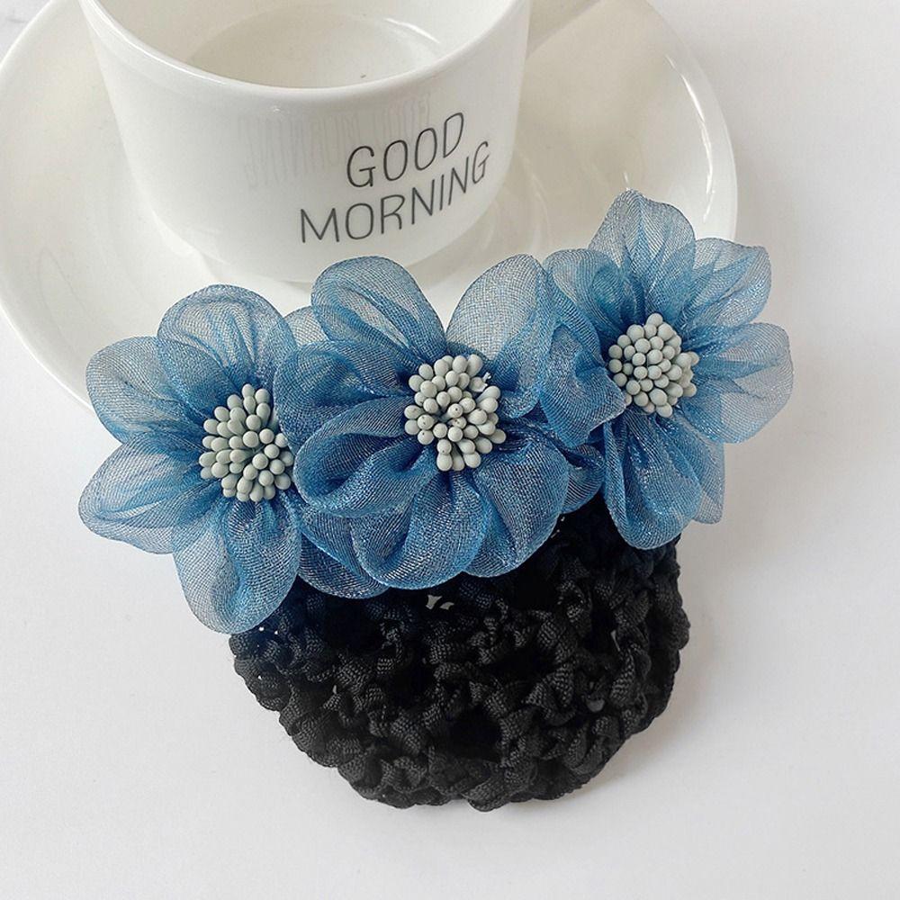 Бантик для волос, чехол для пучка, женские пружинные зажимы, кружевная сетка для волос с цветком, корейский пучок, снуд, заколки для волос, чехол для сетки