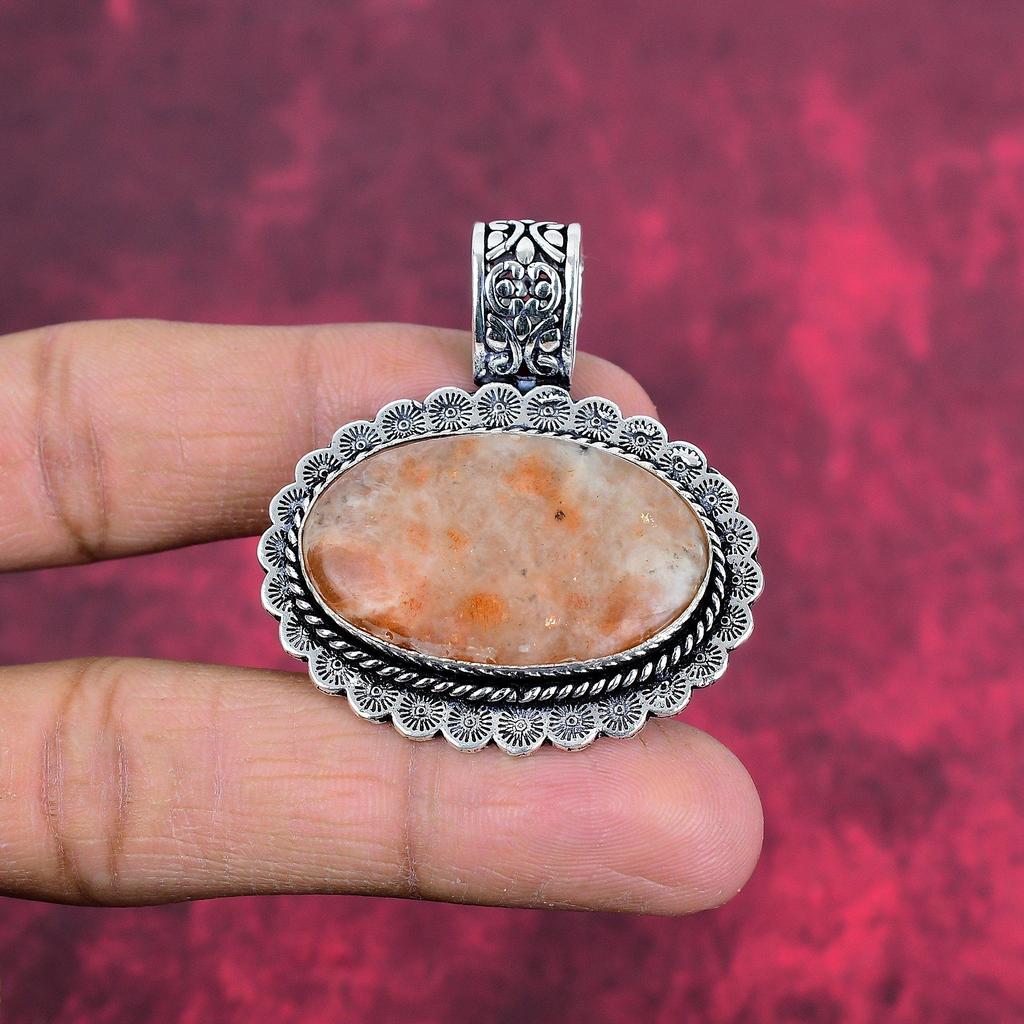 Подвеска Sunstone из цельного серебра 925 пробы, подвеска из драгоценного камня ручной работы, подарки для жены, абсолютно новая подвеска