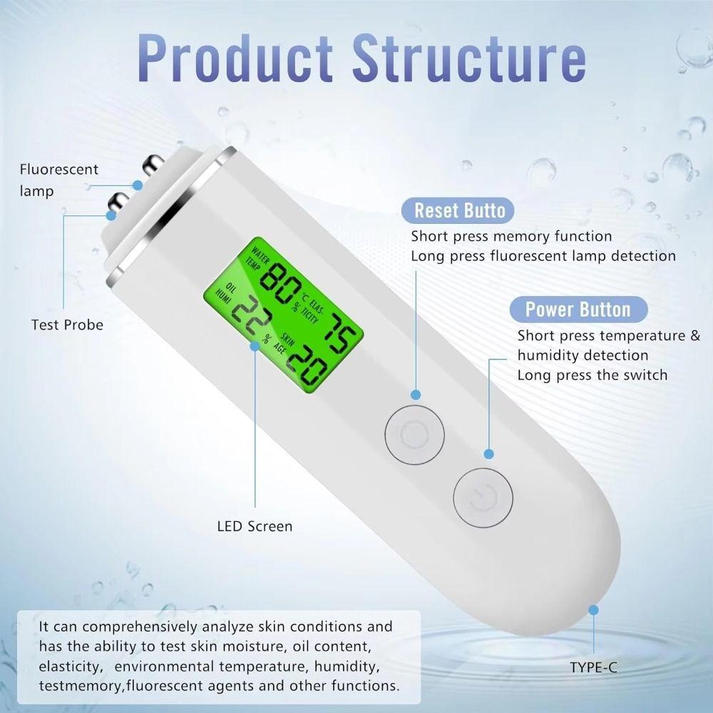 Portable Skin Analyzer Rechargeable Oil Tester Detector Fluorescent Agent Detector Elastic Test
