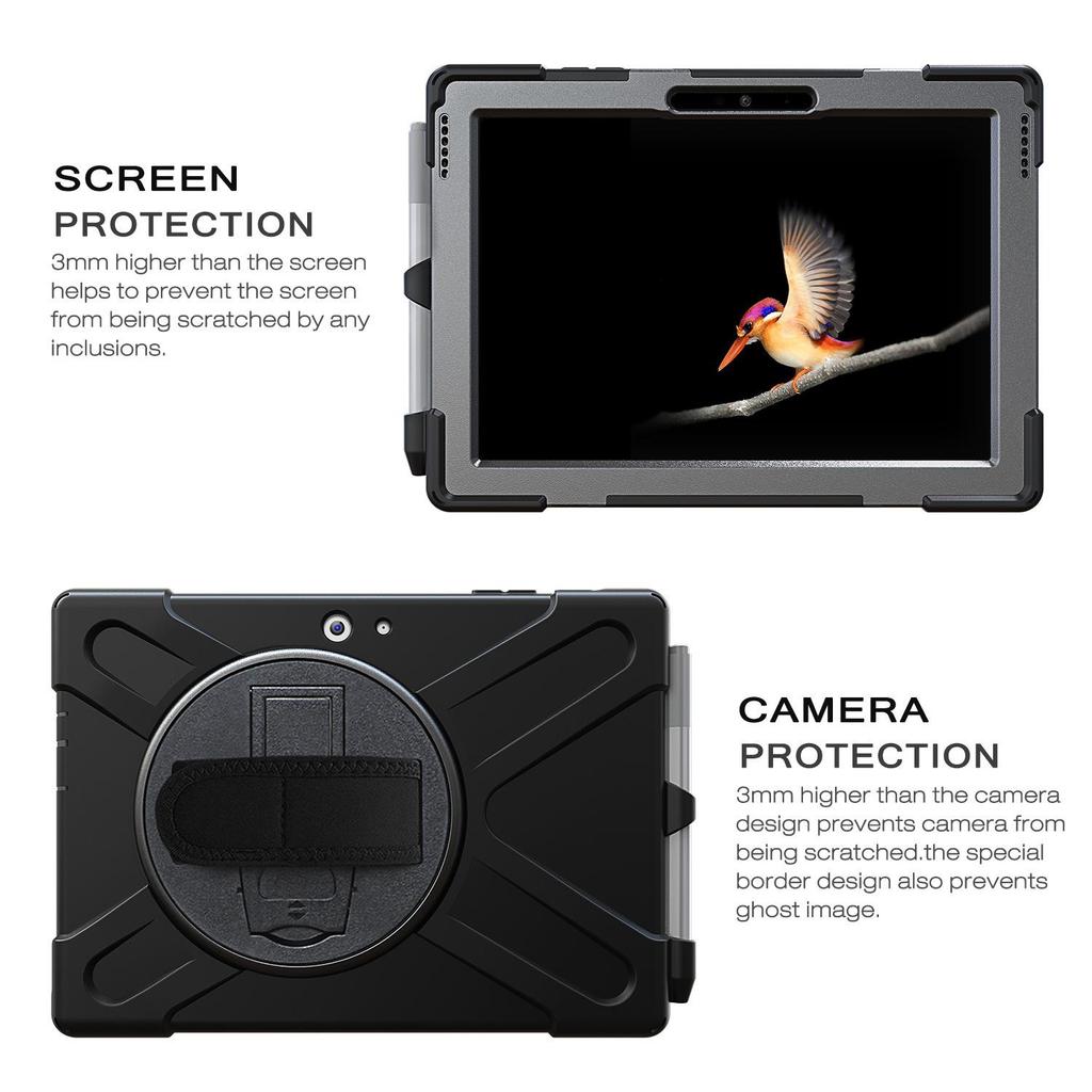 Leather Protective Case for Microsoft Surface Go 2/3, 10-Inch Tablet with Strap